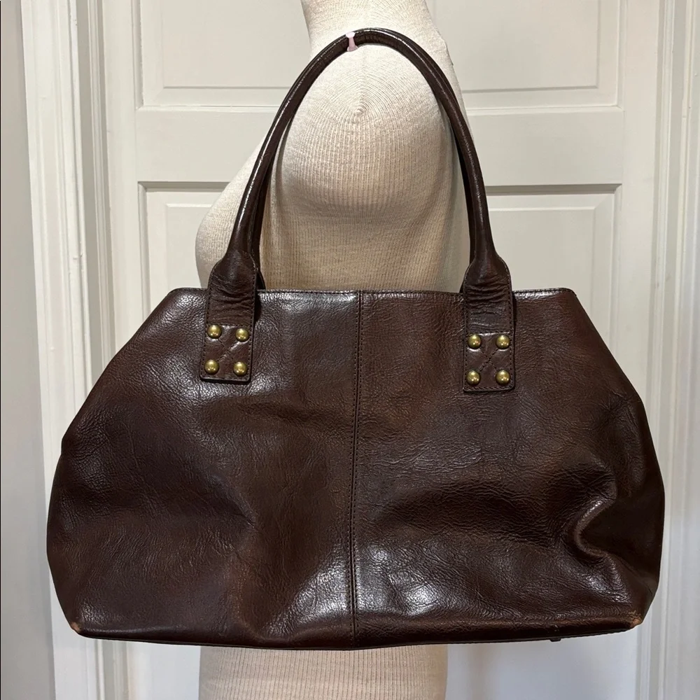 Kate Landry dark brown pebbled leather satchel purse - Picture 5 of 16